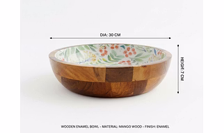 Wooden Bowl With Enamel