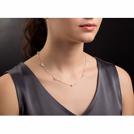 minimal pearl & crystal station sterling silver chain