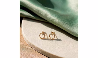 925 Sterling Silver Heart Crown Stud Earrings with Zircon Accents