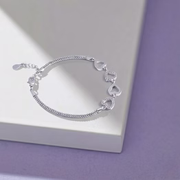 double heart link 925 sterling silver bracelet