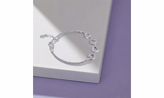 Double heart Link 925 Sterling Silver Bracelet