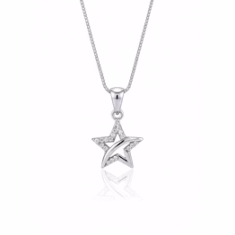 star motif with layered structure 925 sterling silver pendant with chain