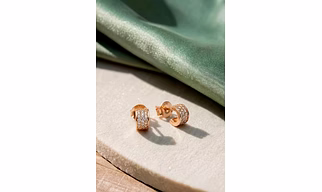 Rose Gold CZ Half Circle Ear Studs – 925 Sterling Silver Ear Studs Premium Everyday Elegance
