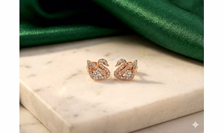 Swan Design Rose gold 925 Sterling Silver Plated Ear Studs