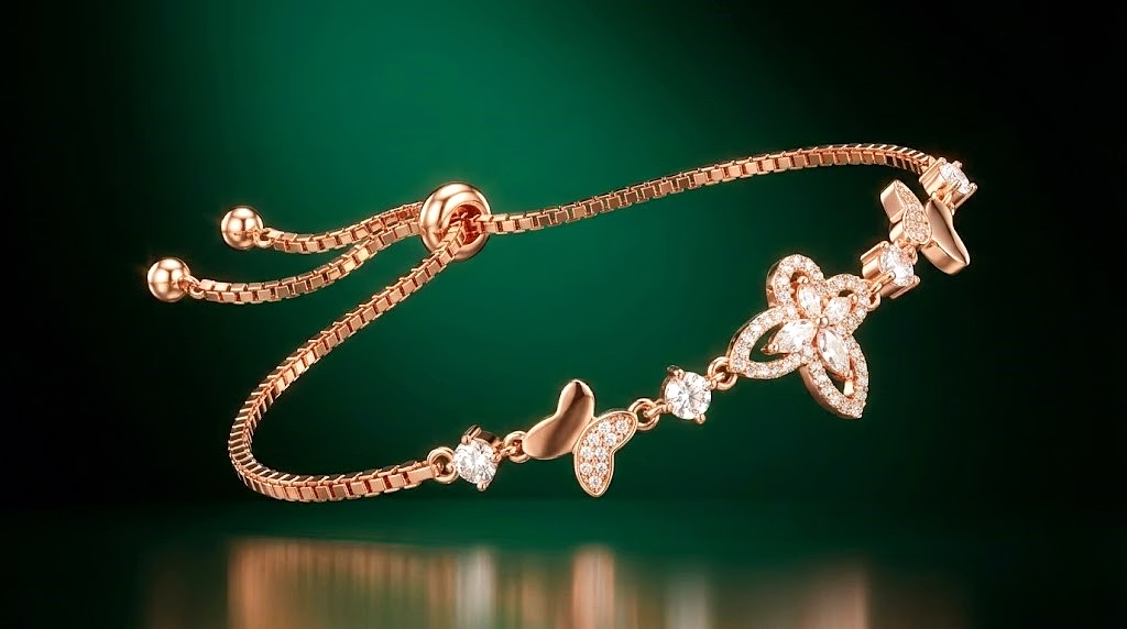 Silvara FANCY-BR8(RG) butterfly Elegant Rose Gold Adjustable Bracelet with Stone Accents image 5