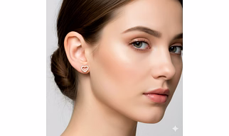 Silvara Heart Shape Rose Gold CZ Ear Studs – Premium Everyday Elegance
