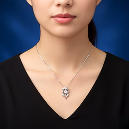 silvara 925 sterling silver floral solitaire pendant with chain