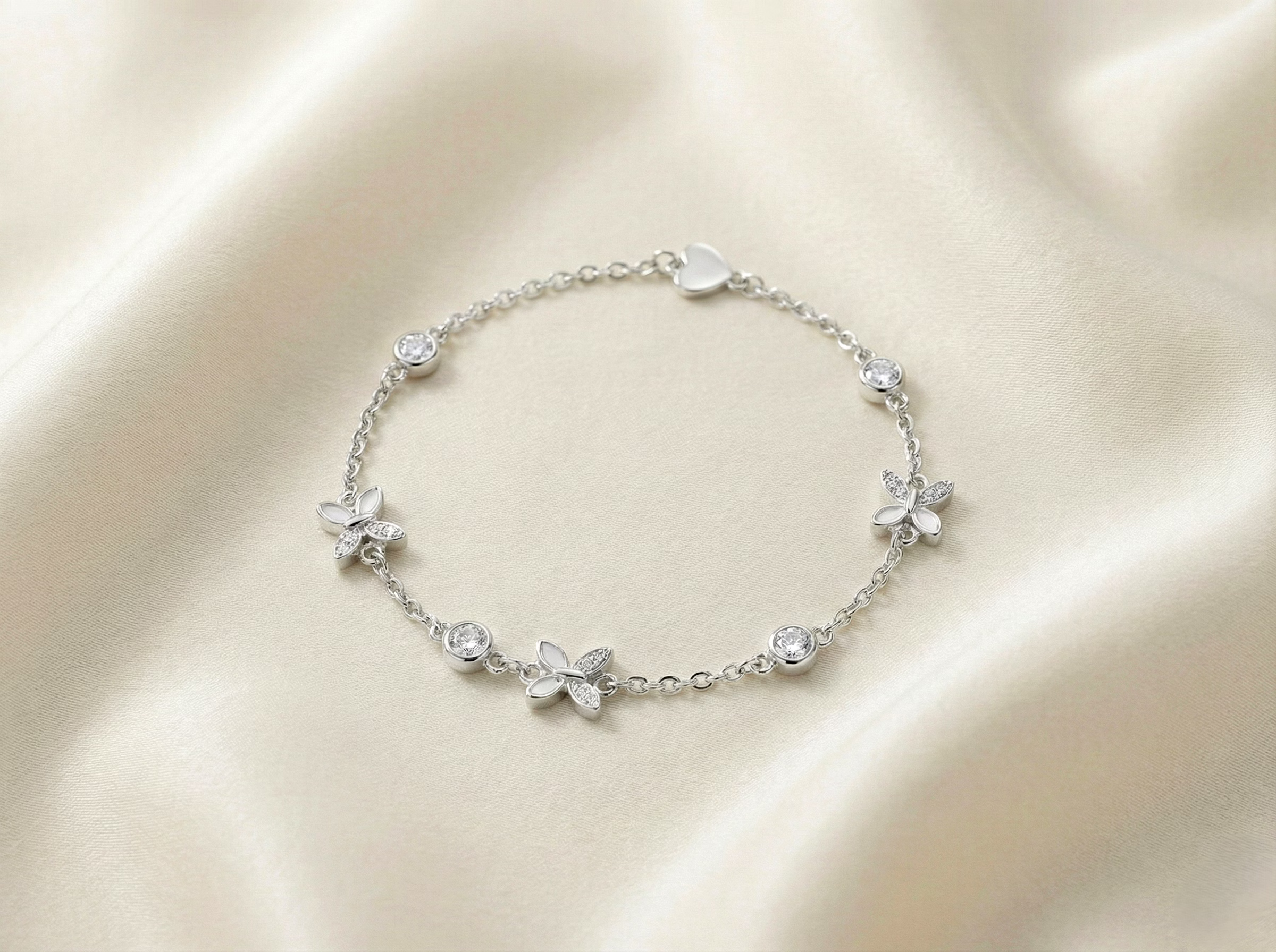 silvara tiny bf -floral / butterfly-inspired charm bracelet