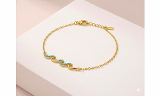 Silvara Fancy-BR5 Gold Plated 925 Sterling Silver Turquoise Wave Bracelet