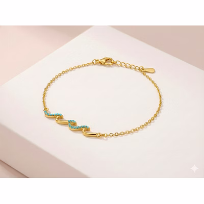 silvara fancy-br5 gold plated 925 sterling silver turquoise wave bracelet