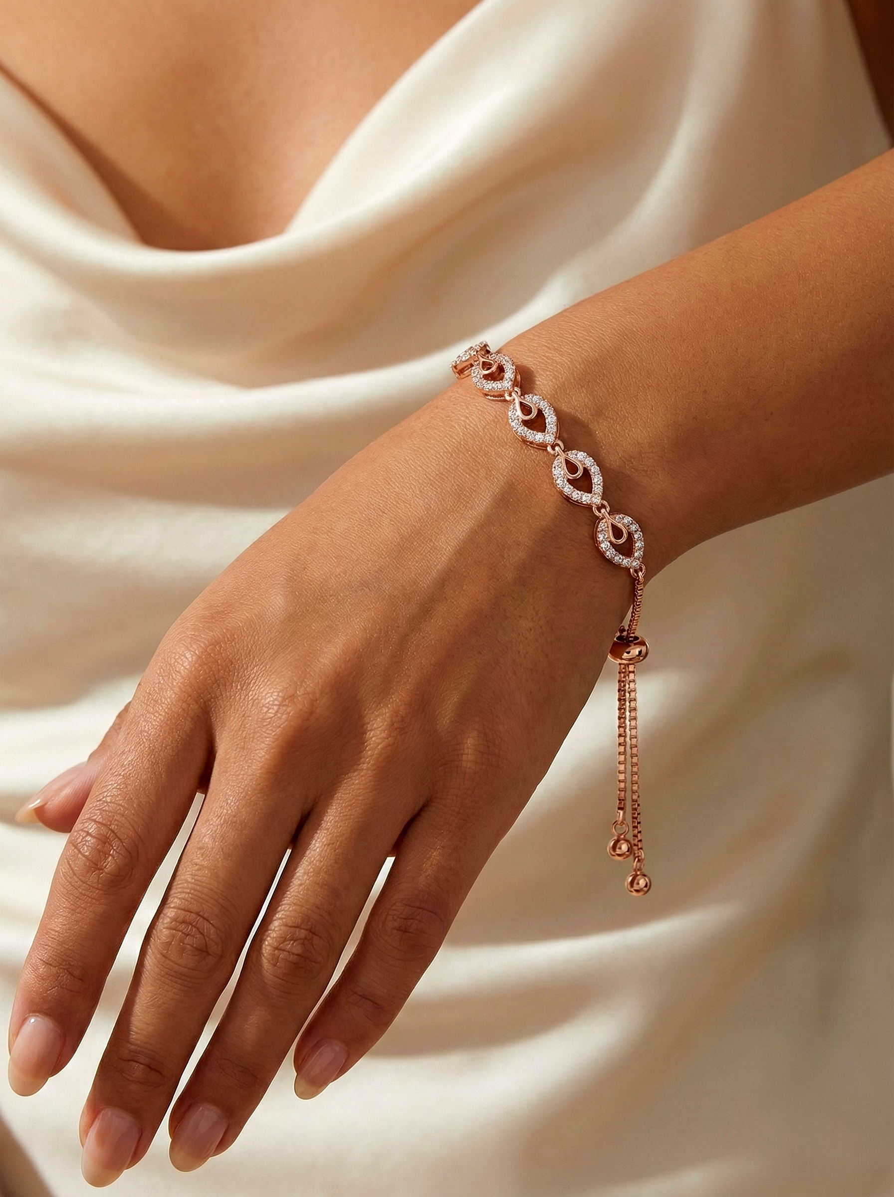 silvara fancy-br6 rose gold plated 925 sterling silver infinity link bracelet
