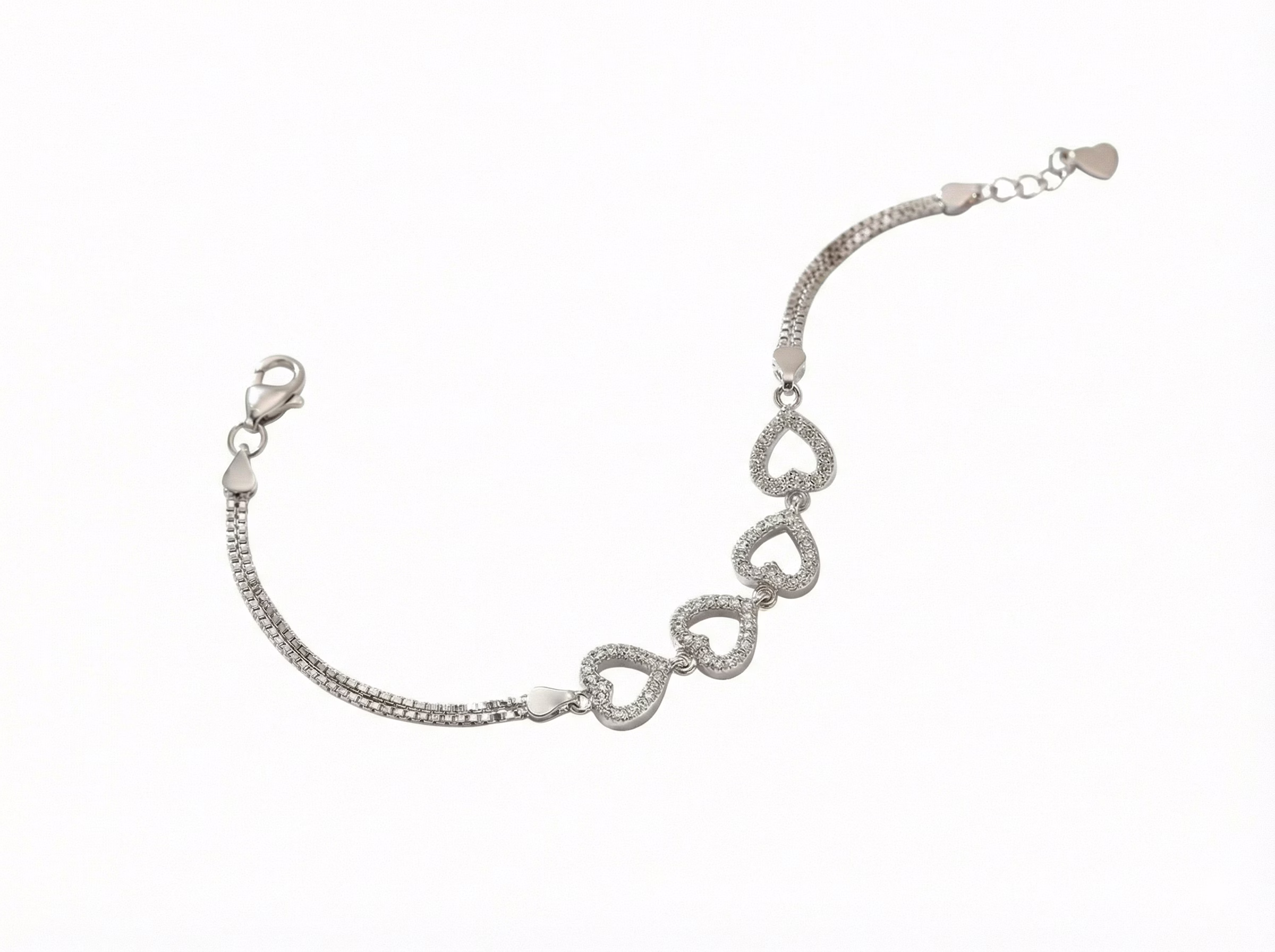 silvara fancy- br11 925 sterling silver heart link bracelet