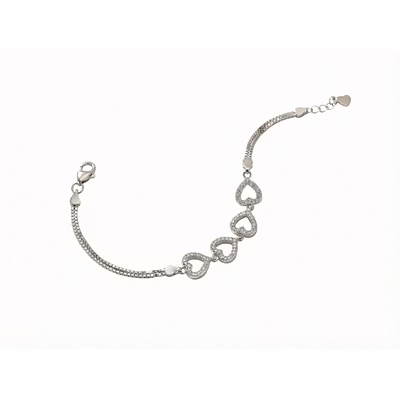 silvara fancy- br11 925 sterling silver heart link bracelet