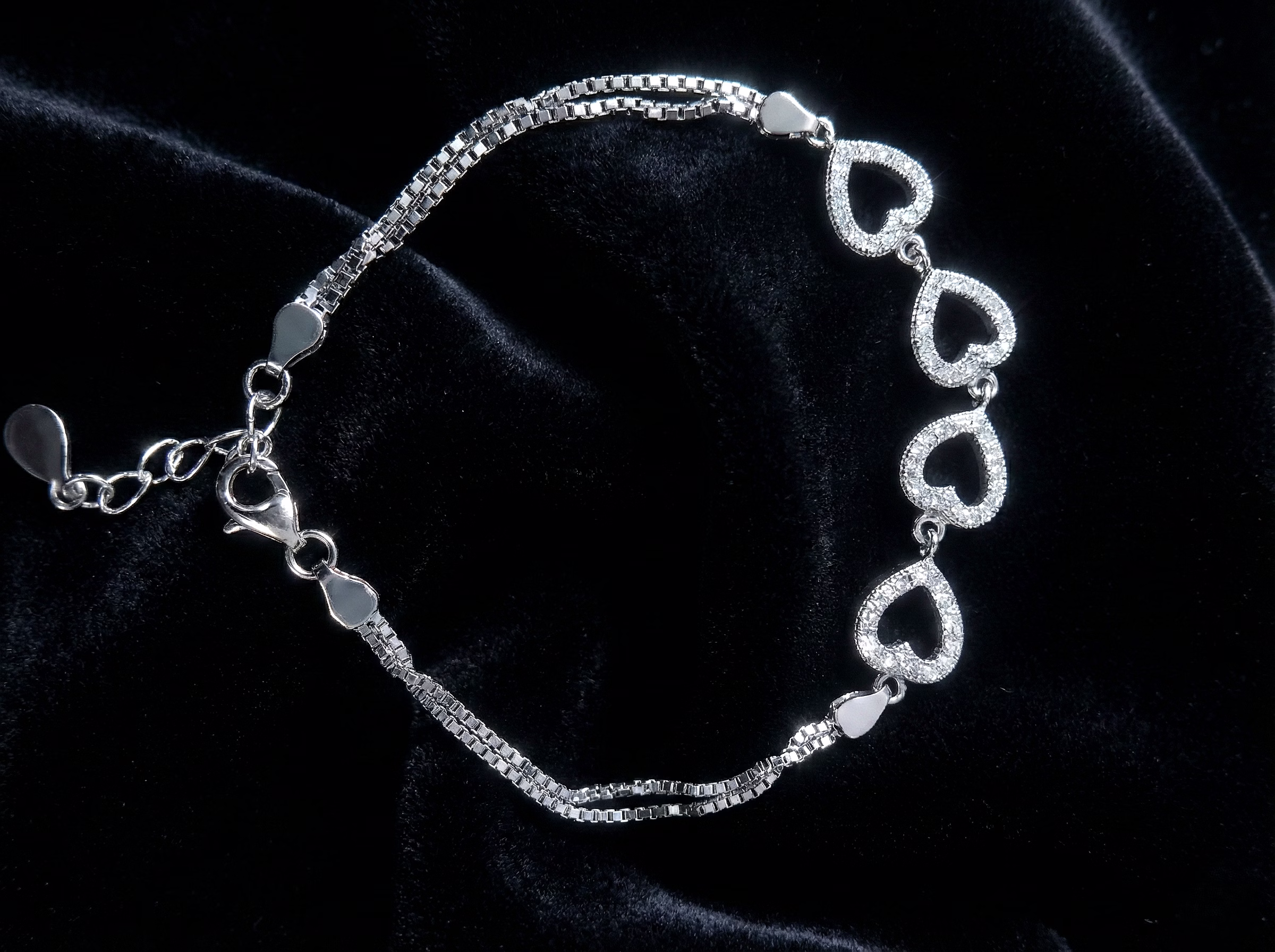 Silvara Fancy- BR11 925 Sterling Silver Heart Link Bracelet image 3