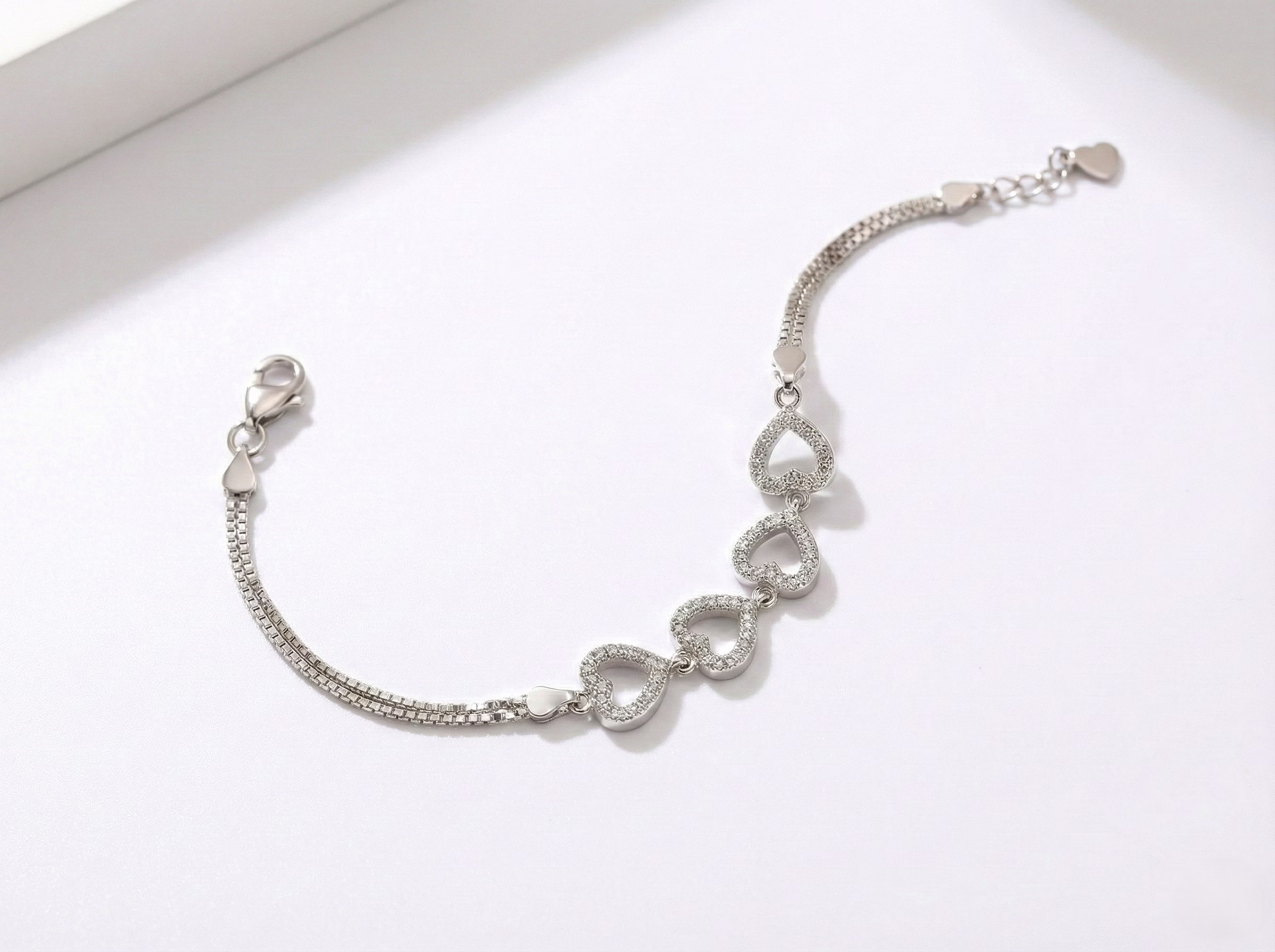 Silvara Fancy- BR11 925 Sterling Silver Heart Link Bracelet image 4