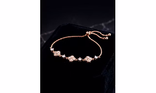 Silvara Fancy-BR9 Elegant Rose Gold Adjustable Bracelet with Stone Accents