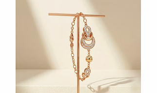 Silvara Fancy-BR4 925 Sterling Silver Rose Gold-Plated Interlocking Motif Bracelet