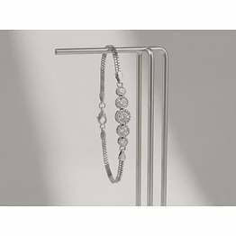 silvara fancy -br2 925 sterling silver adjustable box chain bracelet with stone-set circular motifs