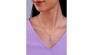 Silver P11 925 Sterling Silver Rose Heart Pendant Green | Elegant Floral Love Design | Pendant Only (Without Chain)