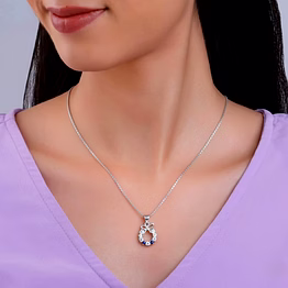 silvara p14 925 sterling silver bow circle pendant with blue & white stones | elegant gift design | pendant only (without chain)