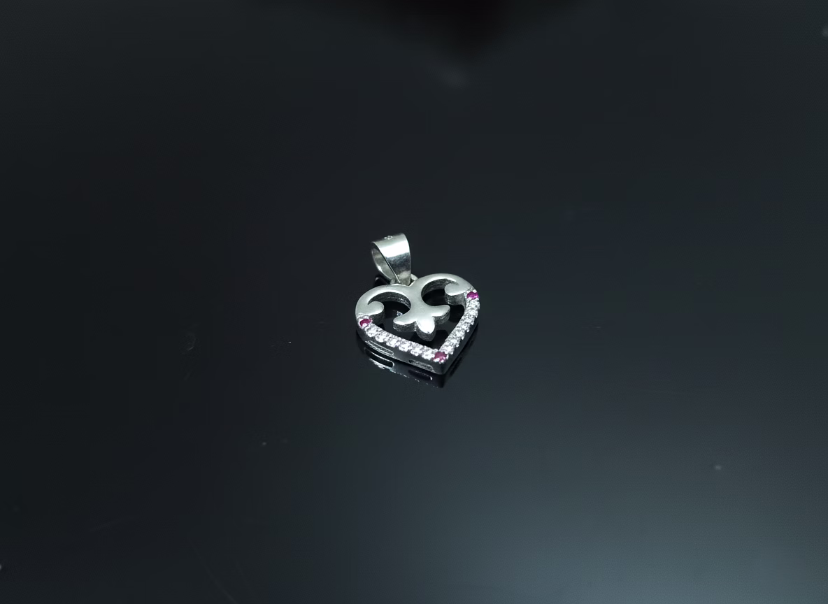 silvara p18 925 sterling silver heart pendant with pink & white stone accents | modern symbolic design | pendant only (without chain)