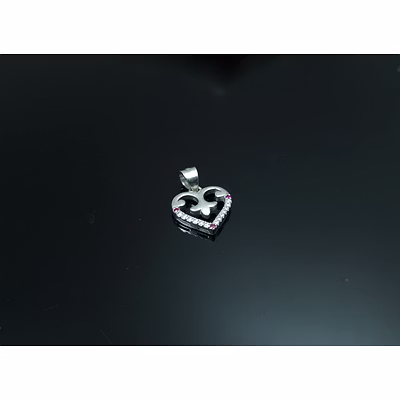 silvara p18 925 sterling silver heart pendant with pink & white stone accents | modern symbolic design | pendant only (without chain)