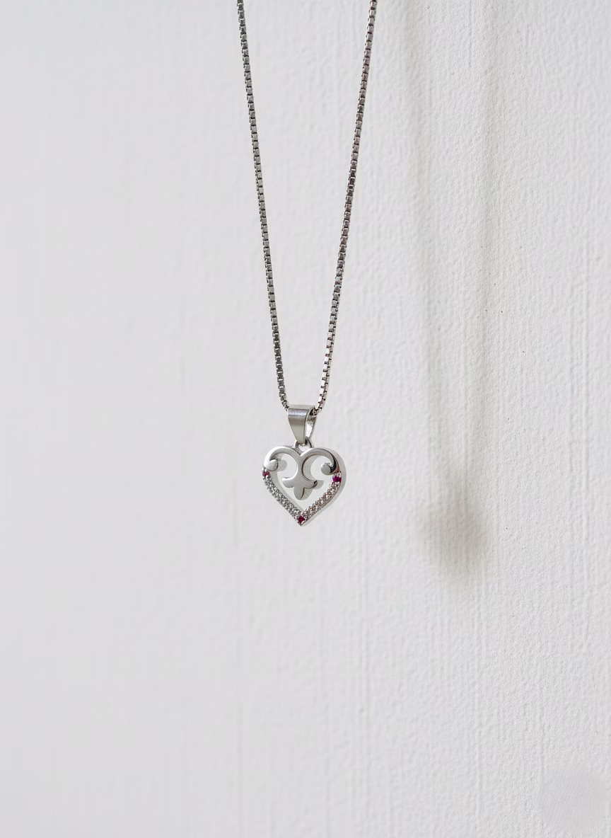 Silvara P18 925 Sterling Silver Heart Pendant with Pink & White Stone Accents | Modern Symbolic Design | Pendant Only (Without Chain) image 5