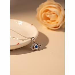 silvara p19 925 sterling silver evil eye pendant with blue & white stone detailing | minimal protective design | pendant only (without chain)