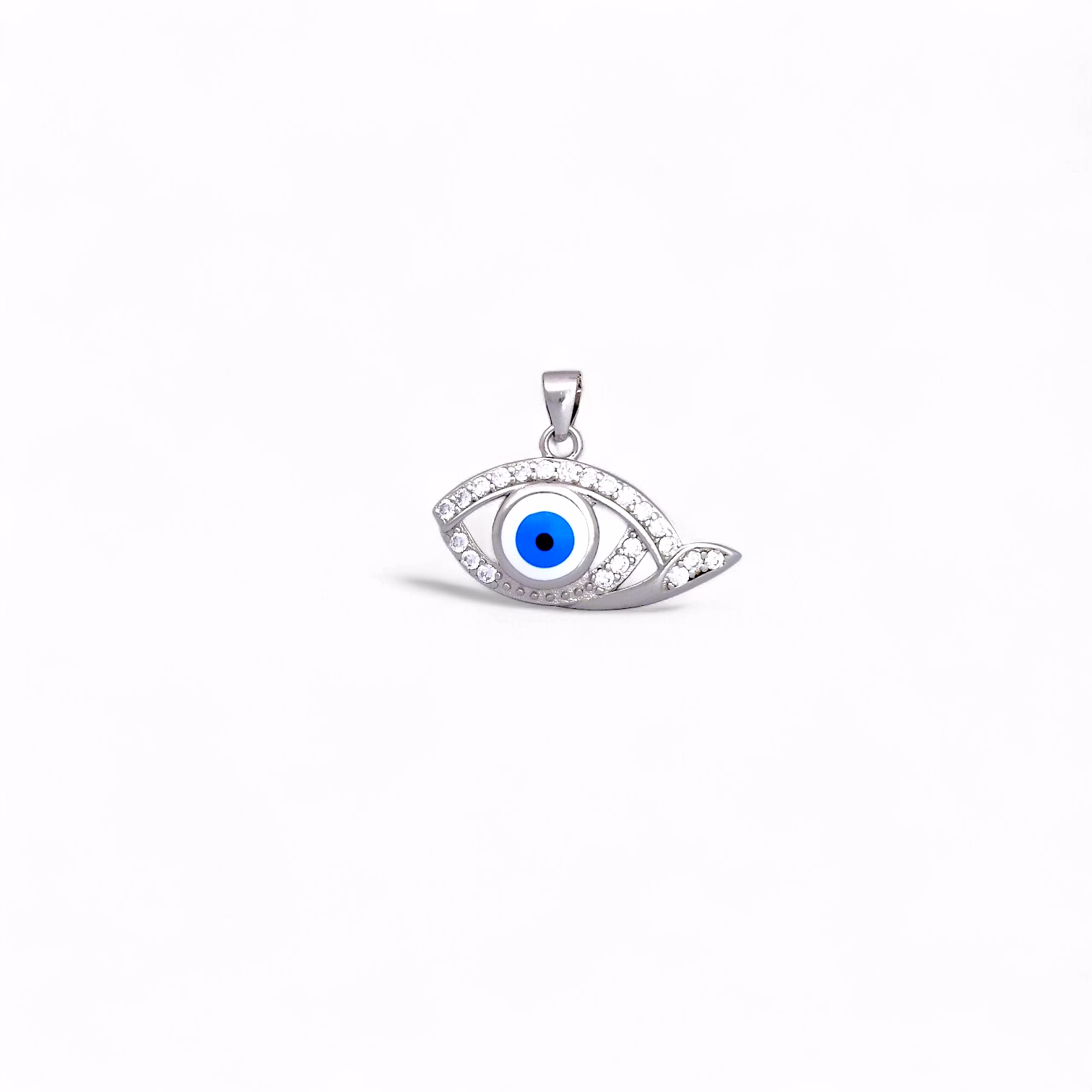 Silvara P19 925 Sterling Silver Evil Eye Pendant with Blue & White Stone Detailing | Minimal Protective Design | Pendant Only (Without Chain) image 4