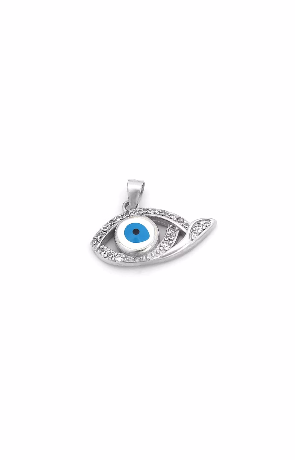 Silvara P19 925 Sterling Silver Evil Eye Pendant with Blue & White Stone Detailing | Minimal Protective Design | Pendant Only (Without Chain) image 5
