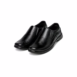 men’s genuine leather formal slip-on shoes – black | office & business wear & daily wear