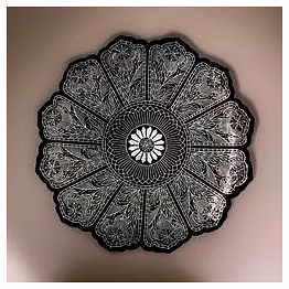 art plate (thal) 600-year-old bidri silver art gifting handicrafts with sheesham wood stand