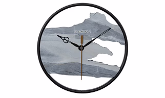 Signific Wooden Wall Clock 14 x 14 Inches (35.5 cm) – Premium MDF Wood Grey Marble Abstract Print, Modern Open Ring Design, Silent Sweep Wall Clock for Home & Office