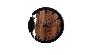 Signific Wooden Wall Clock 14 x 14 Inches (35.5 cm) – Premium MDF Wood Natural Grain Print with Bird Cut Design_9021, Modern Silent Wall Clock for Home & Office