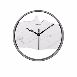 signific wooden wall clock 14 x 14 inches (35.5 cm) | premium mdf wood with white marble print 9033| silent sweep modern designer wall clock for living room, bedroom & office