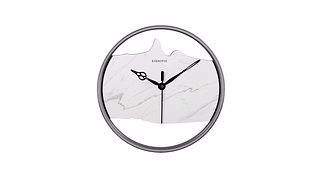 Signific Wooden Wall Clock 14 x 14 Inches (35.5 cm) | Premium MDF Wood with White Marble Print 9033| Silent Sweep Modern Designer Wall Clock for Living Room, Bedroom & Office