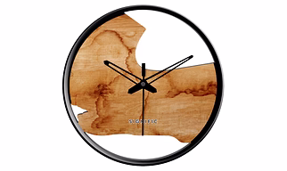Signific Wooden Wall Clock 14 x 14 Inches (35.5 cm) | Premium MDF Wood with Natural Wood Print 9041 | Silent Sweep Modern Designer Wall Clock for Living Room & Office