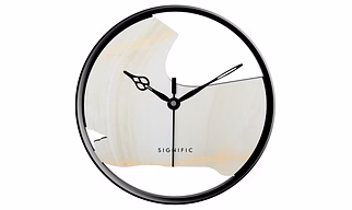 Signific Wooden Wall Clock 14 x 14 Inches (35.5 cm) | Premium MDF Wood with Elegant Marble Print 9042 | Silent Sweep Modern Designer Wall Clock for Living Room & Office