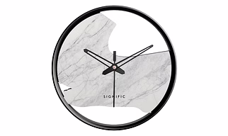 Signific Wooden Wall Clock 14 x 14 Inches (35.5 cm) | Premium MDF Wood with Grey Marble Print 9043 | Silent Sweep Modern Designer Wall Clock for Living Room, Bedroom & Office