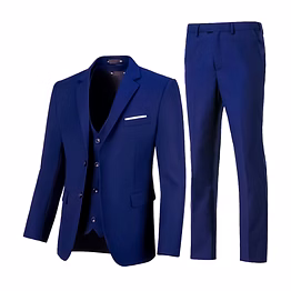 men’s premium navy blue 3-piece suit – blazer, waistcoat & trousers