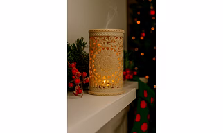 Handcrafted Marble Floral Stone Candle Holder For Home Decor And Candle Light Dinner | Decorative Cylindrical Vase | Festive Gifting