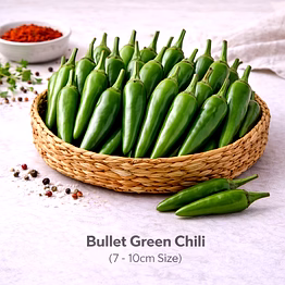 vayus global bullet green chili with 7 -10cm size