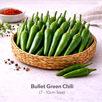 vayus global bullet green chili with 7 -10cm size