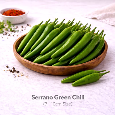 vayus global serrano green chili with 7 -10cm size