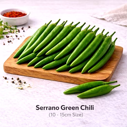vayus global serrano green chili with 10 -15cm size