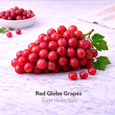 vayus global red globe grapes with less 14mm size