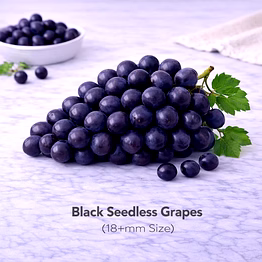 vayus global black seedless grapes with 18+mm size