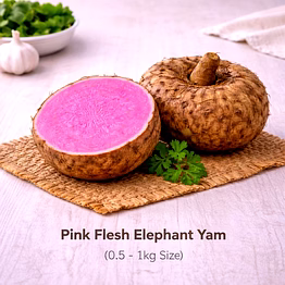 vayus global pink flesh elephant yam with 0.5 - 1kg size