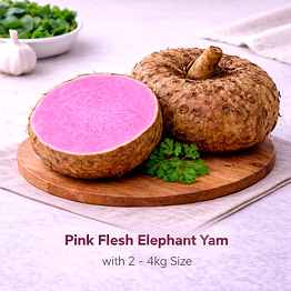 vayus global pink flesh elephant yam with 2 - 4kg size