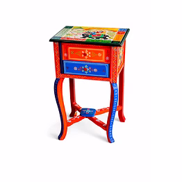 handcrafted wooden bedside table / side cabinet (painted handicraft furniture)